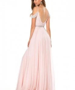 Sherri Hill - 51970 Lace Scoop Neck Chiffon A-line Dress 8 Sherri Hill - 51970 Lace Scoop Neck Chiffon A-line Dress