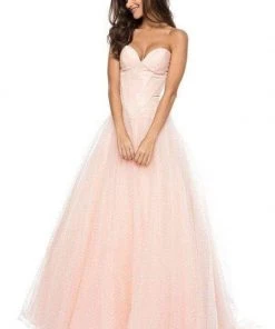 Sherri Hill - 51980 Strapless Corset Top Point D'esprit Gown 7 Sherri Hill - 51980 Strapless Corset Top Point D'esprit Gown