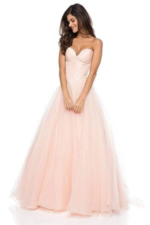 Sherri Hill - 51980 Strapless Corset Top Point D'esprit Gown 5 Sherri Hill - 51980 Strapless Corset Top Point D'esprit Gown