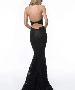 Sherri Hill - 51995 Lace Halter Mermaid Evening Dress