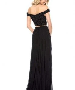 Sherri Hill - 51996 Beaded Two Piece Off-Shoulder A-Line Gown