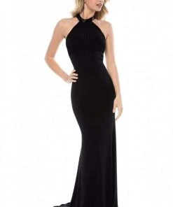Sherri Hill - 51998 Halter Neck Jersey Fitted Dress