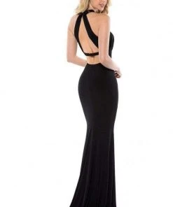 Sherri Hill - 51998 Halter Neck Jersey Fitted Dress