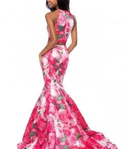 Sherri Hill - 52000 Two Piece Halter Floral Print Mermaid Dress 5 Sherri Hill - 52000 Two Piece Halter Floral Print Mermaid Dress