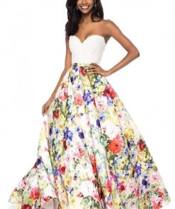 Sherri Hill - 52002 Beaded Sweetheart Floral Print Ballgown