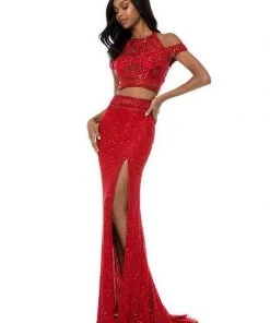 Sherri Hill - 52009 Bedazzled Halter Neck Sheath Dress