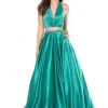 Sherri Hill - 52023 Two-Piece Pleated Bodice Halter Satin Dress
