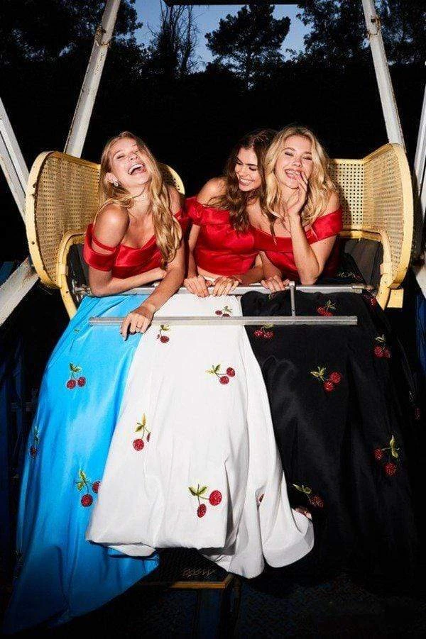 Sherri Hill - 52030 Cap Sleeve Satin Cherry Print Ballgown 11 Sherri Hill - 52030 Cap Sleeve Satin Cherry Print Ballgown