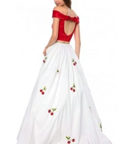 Sherri Hill - 52030 Cap Sleeve Satin Cherry Print Ballgown 12 Sherri Hill - 52030 Cap Sleeve Satin Cherry Print Ballgown