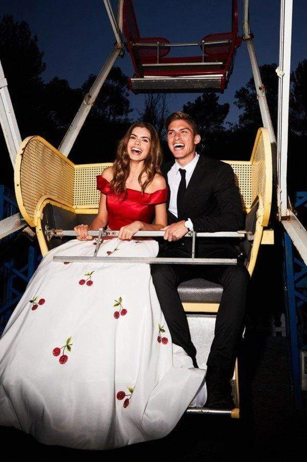 Sherri Hill - 52030 Cap Sleeve Satin Cherry Print Ballgown 9 Sherri Hill - 52030 Cap Sleeve Satin Cherry Print Ballgown