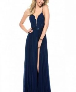 Sherri Hill - 52034 Lace Deep V-neck Chiffon Sheath Dress 13 Sherri Hill - 52034 Lace Deep V-neck Chiffon Sheath Dress