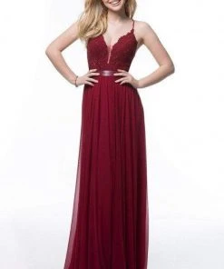 Sherri Hill - 52034 Lace Deep V-neck Chiffon Sheath Dress 15 Sherri Hill - 52034 Lace Deep V-neck Chiffon Sheath Dress