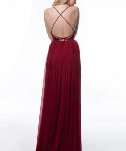 Sherri Hill - 52034 Lace Deep V-neck Chiffon Sheath Dress 16 Sherri Hill - 52034 Lace Deep V-neck Chiffon Sheath Dress