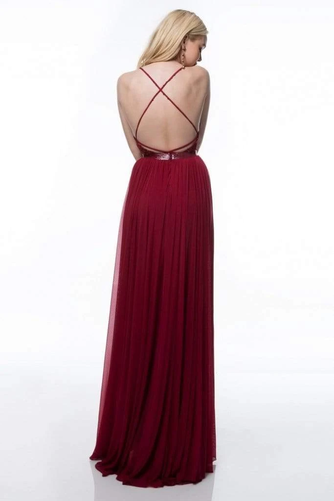 Sherri Hill - 52034 Lace Deep V-neck Chiffon Sheath Dress 8 Sherri Hill - 52034 Lace Deep V-neck Chiffon Sheath Dress