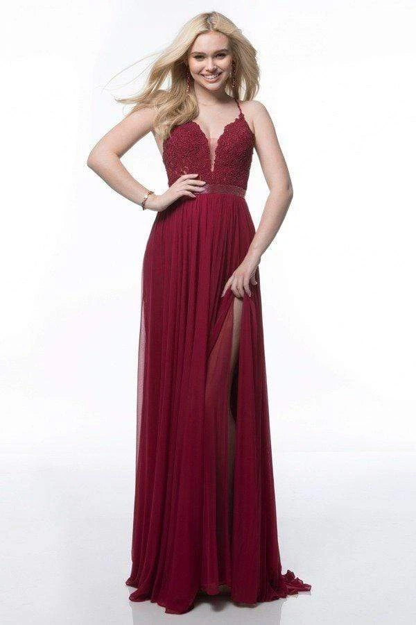 Sherri Hill - 52034 Lace Deep V-neck Chiffon Sheath Dress 9 Sherri Hill - 52034 Lace Deep V-neck Chiffon Sheath Dress