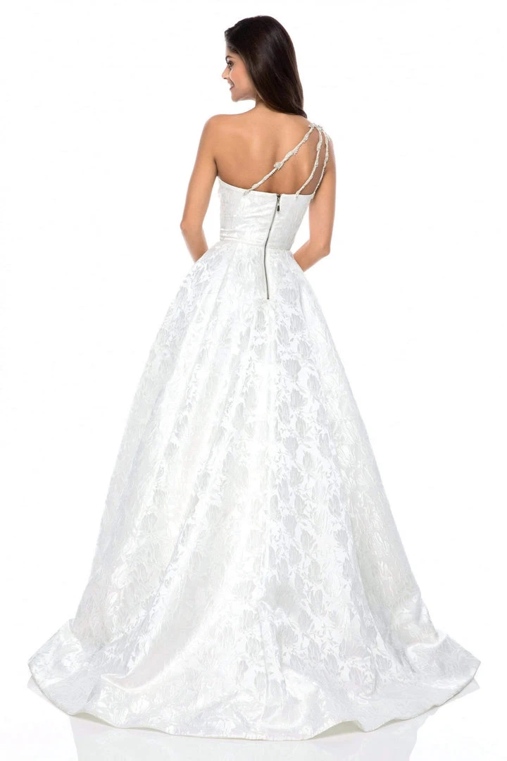 Sherri Hill - 52037 Beaded Straight Neck Satin Ballgown With Train 4 Sherri Hill - 52037 Beaded Straight Neck Satin Ballgown With Train