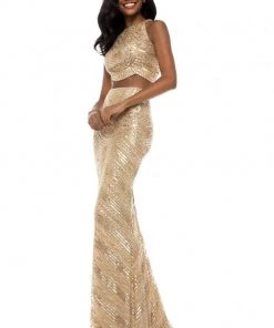 Sherri Hill - 52063 Two-Piece Fitted Long Sequined Dress 16 Sherri Hill - 52063 Two-Piece Fitted Long Sequined Dress