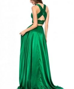 Sherri Hill - 52077 Two Piece Beaded Charmeuse A-line Gown