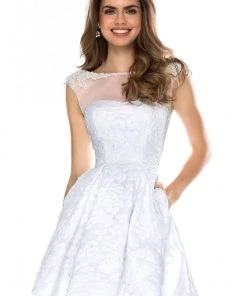 Sherri Hill - 52078 Floral Applique Bateau A-Line Cocktail Dress