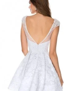 Sherri Hill - 52078 Floral Applique Bateau A-Line Cocktail Dress