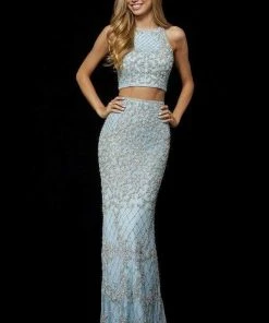 Sherri Hill - 52088 Beaded Two Piece Halter Evening Dress