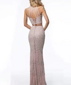 Sherri Hill - 52088 Beaded Two Piece Halter Evening Dress