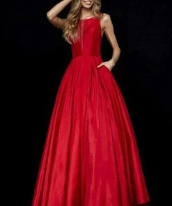 Sherri Hill - 52121 Taffeta Scoop Pleated Evening Dress