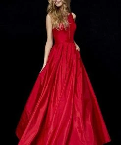 Sherri Hill - 52121 Taffeta Scoop Pleated Evening Dress