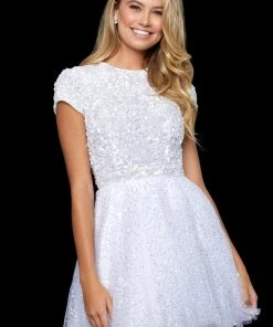 Sherri Hill - 52163 Jewel Neck Embellished Short Dress