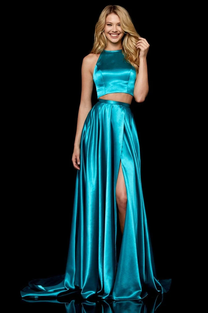 Sherri Hill - 52230 Two Piece Halter Charmeuse A Line Dress 7 Sherri Hill - 52230 Two Piece Halter Charmeuse A Line Dress