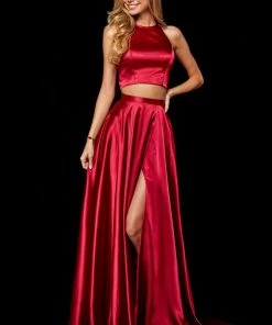 Sherri Hill - 52230 Two Piece Halter Charmeuse A Line Dress 11 Sherri Hill - 52230 Two Piece Halter Charmeuse A Line Dress