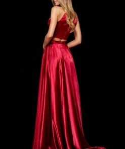 Sherri Hill - 52230 Two Piece Halter Charmeuse A Line Dress 12 Sherri Hill - 52230 Two Piece Halter Charmeuse A Line Dress