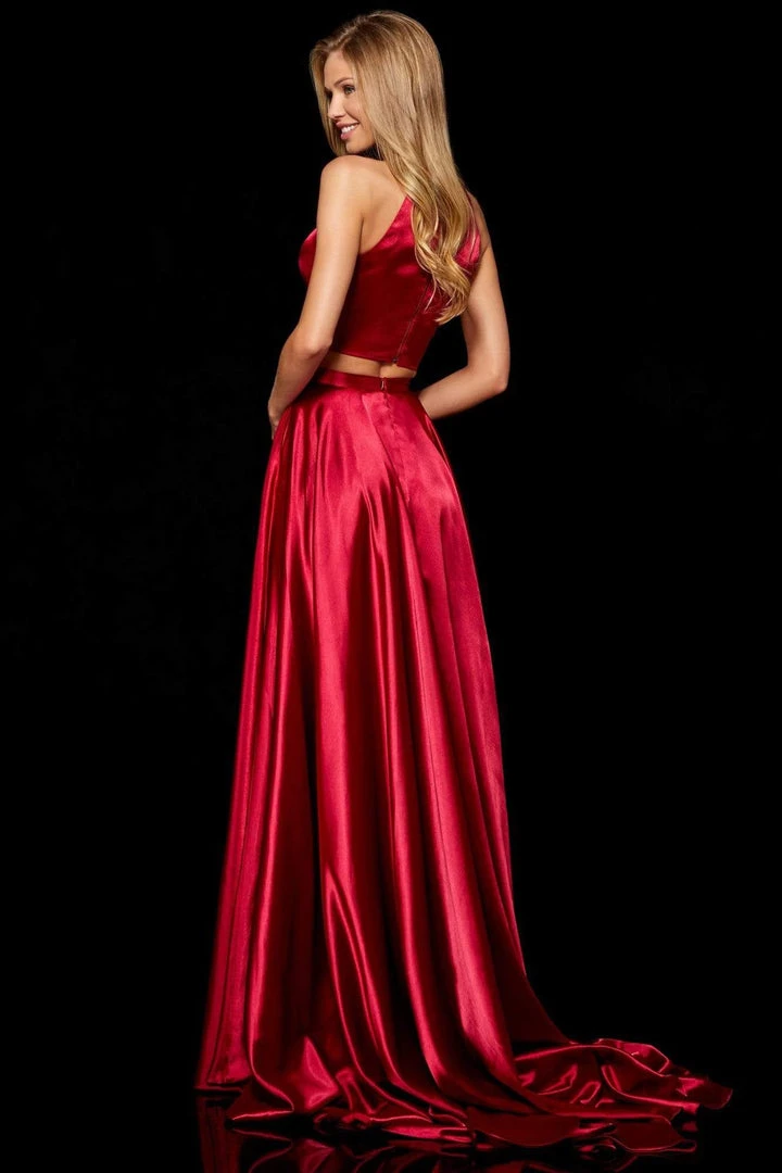 Sherri Hill - 52230 Two Piece Halter Charmeuse A Line Dress 6 Sherri Hill - 52230 Two Piece Halter Charmeuse A Line Dress