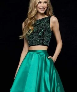 Sherri Hill - 52237 Two Piece Beaded Bateau Cocktail Dress