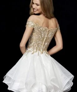 Sherri Hill - 52239 Short Off The Shoulder Applique Dress
