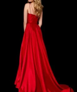Sherri Hill - 52245 Plunging V- Neckline A Line Taffeta Dress 8 Sherri Hill - 52245 Plunging V- Neckline A Line Taffeta Dress