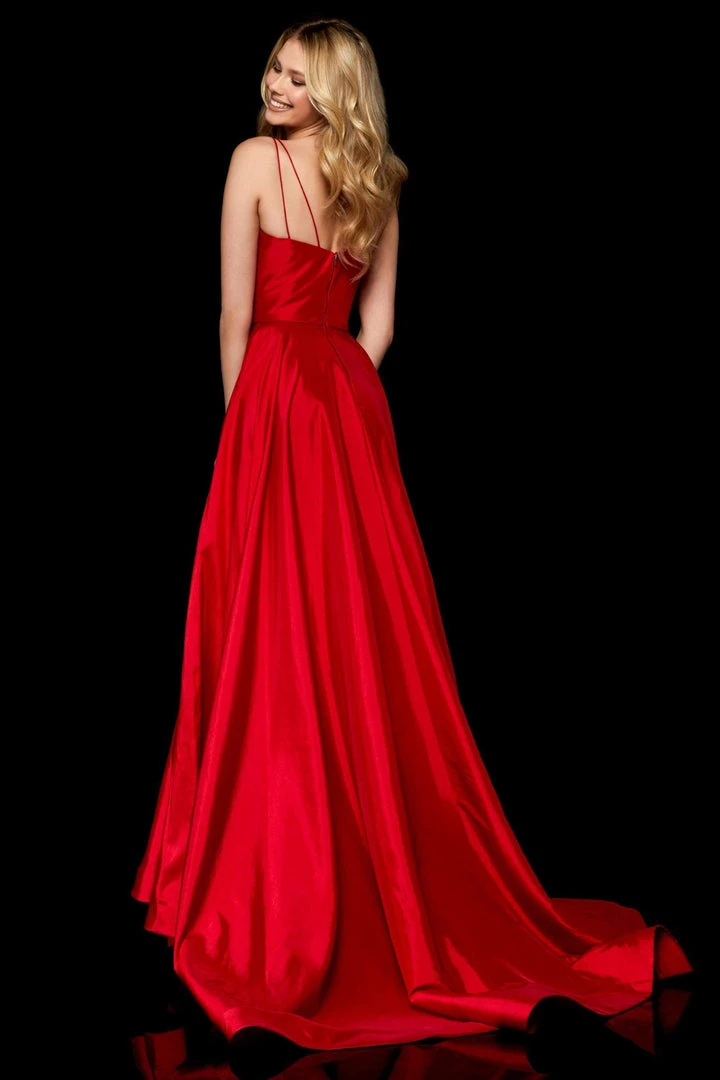 Sherri Hill - 52245 Plunging V- Neckline A Line Taffeta Dress 4 Sherri Hill - 52245 Plunging V- Neckline A Line Taffeta Dress