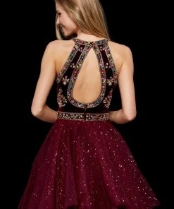 Sherri Hill - 52263 Embroidered Velvet Bodice A Line Short Dress