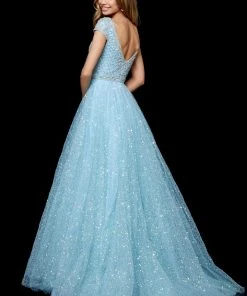 Sherri Hill - 52276 Beaded Cap Sleeve Bateau Tulle Ballgown