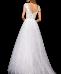Sherri Hill - 52276 Beaded Cap Sleeve Bateau Tulle Ballgown