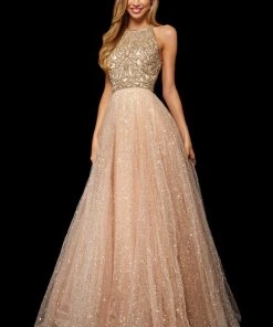 Sherri Hill - 52277 Beaded Halter Sequin Tulle Ballgown 10 Sherri Hill - 52277 Beaded Halter Sequin Tulle Ballgown