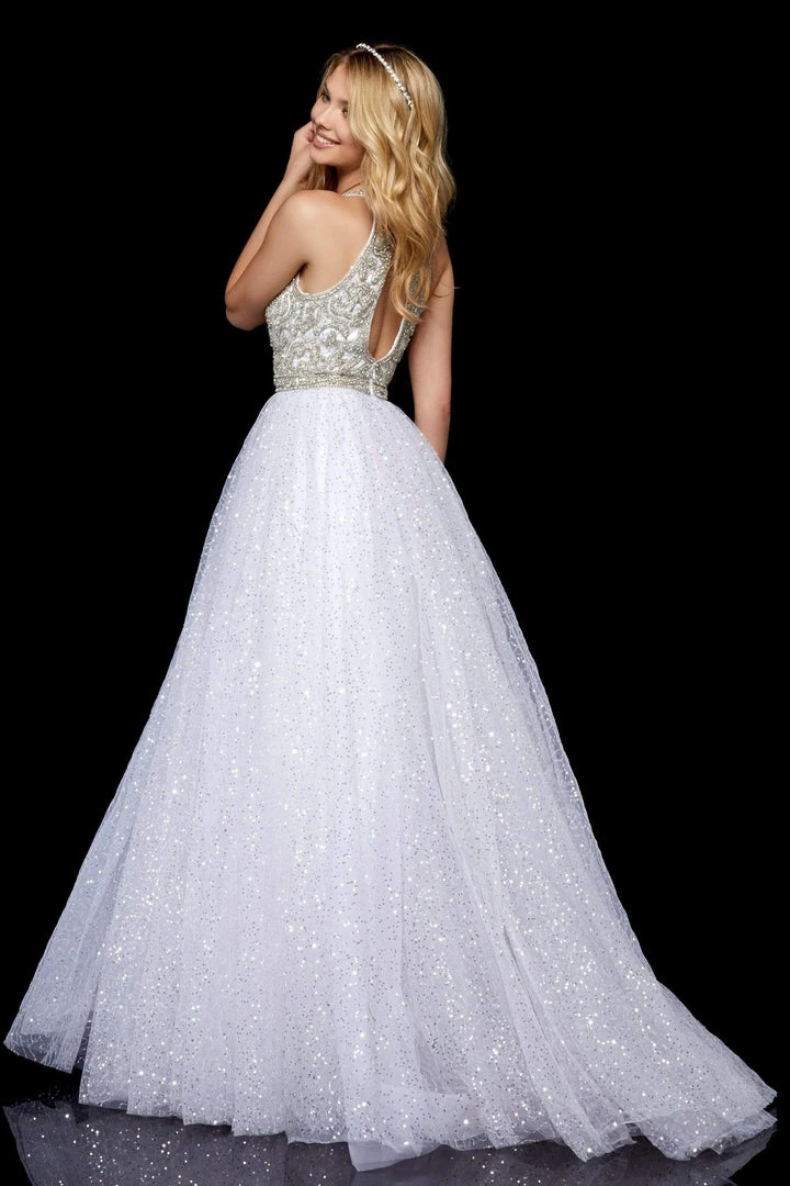 Sherri Hill - 52277 Beaded Halter Sequin Tulle Ballgown 4 Sherri Hill - 52277 Beaded Halter Sequin Tulle Ballgown