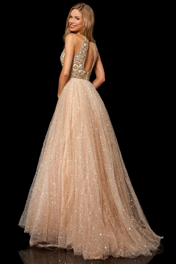 Sherri Hill - 52277 Beaded Halter Sequin Tulle Ballgown 7 Sherri Hill - 52277 Beaded Halter Sequin Tulle Ballgown