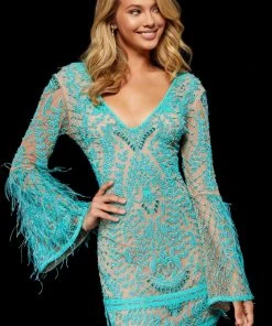 Sherri Hill - 52307 Embellished V-Neck Short Dress