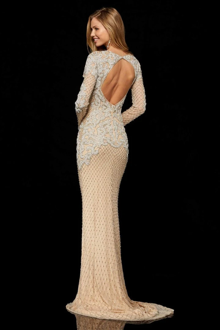 Sherri Hill - 52313 Beaded Long Sleeve Sheath Dress 4 Sherri Hill - 52313 Beaded Long Sleeve Sheath Dress