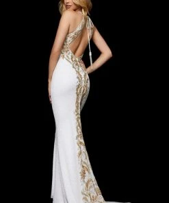 Sherri Hill - 52320 Halter Neck Beaded Long Dress