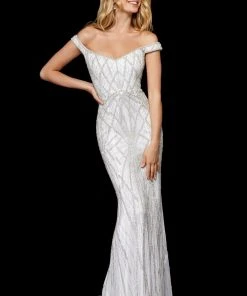 Sherri Hill - 52323 Off-Shoulder Beaded Long Dress