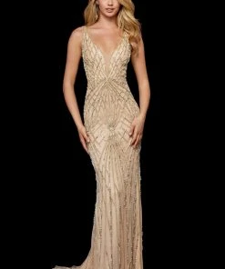 Sherri Hill - 52324 V-Neck Long Beaded Dress 10 Sherri Hill - 52324 V-Neck Long Beaded Dress
