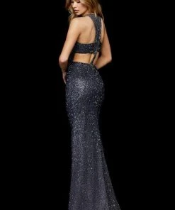 Sherri Hill - 52328 Beaded Halter Sheath Evening Dress