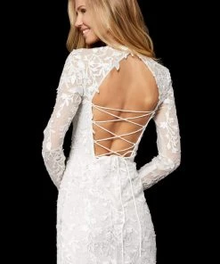 Sherri Hill - 52340 Long Sleeve Embroidered Lace Short Dress